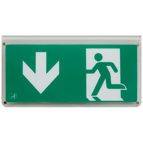 Ansell AHARLED/L/AD Harrier IP65 Blade Exit Sign Double Sided Legend Arrow Down