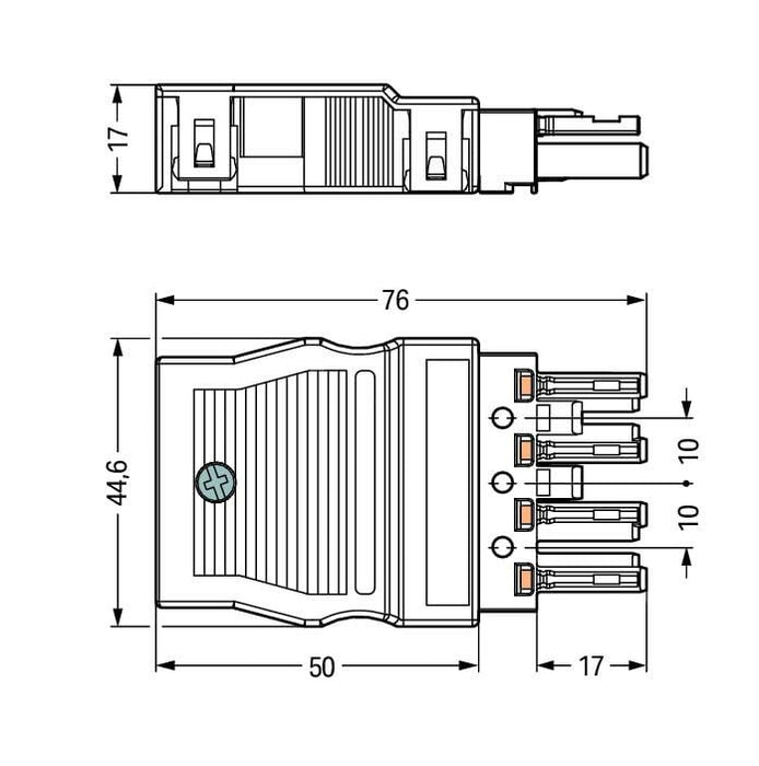 Wago 770-099/K000-0006 4P Plug/Socket with Strain Relief Housing with Locking Lever
