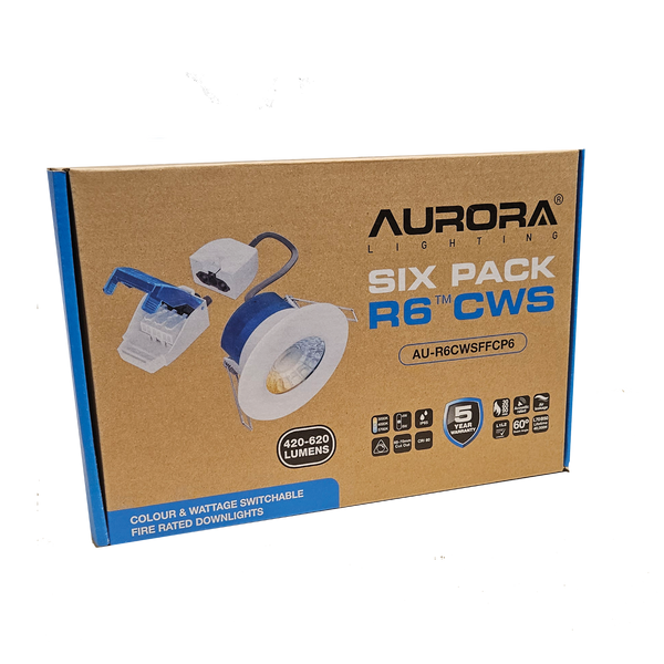 Aurora Lighting AU-R6CWSFFCP6 Fixed R6™CWS Fire Rated Upto 620lm 4W/6W ...