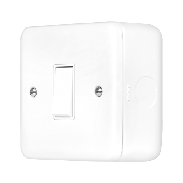 Click Scolmore MCP011PW Metal Clad 10AX 1 Gang 2 Way Plate Switch