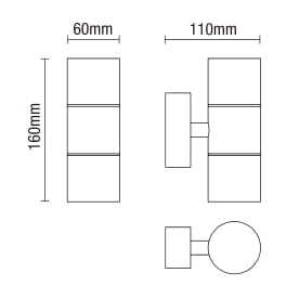 Forum Lighting ZN-20941-BLK-65 Leto 2 Light Up and Down Outdoor Wall Light – Black