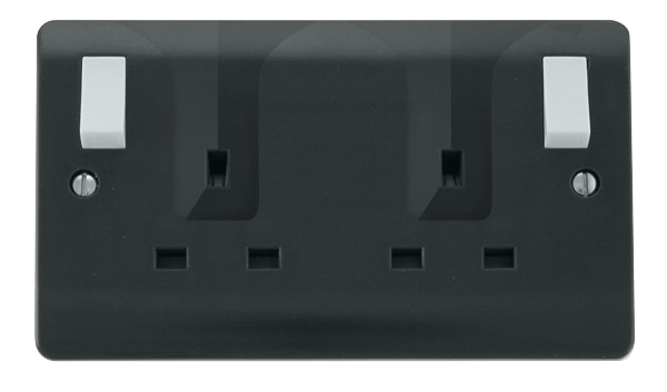 Click Scolmore CMA736AG Part M Range 13A 2G DP Outboard Switched Locating Plug Socket (Twin Earth) - Anthracite Grey