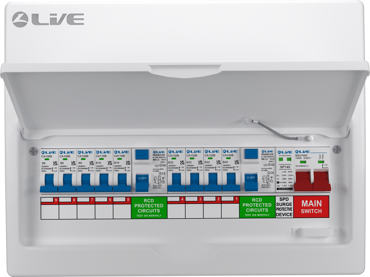 Split Load Ccu Live LSMC1663TR-AS 16 Module Split Load c/w 100A Main Switch / 2x63A 3 ...