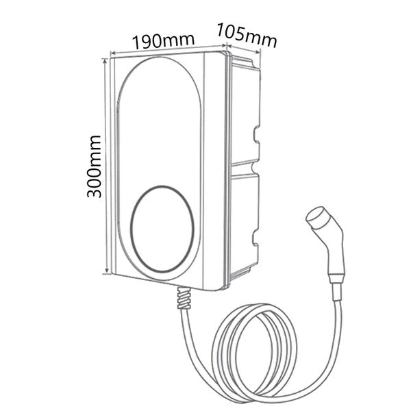 EVEC VEC03 7.4kW EV Charger With Tethered Cable, Type 2, Single Phase