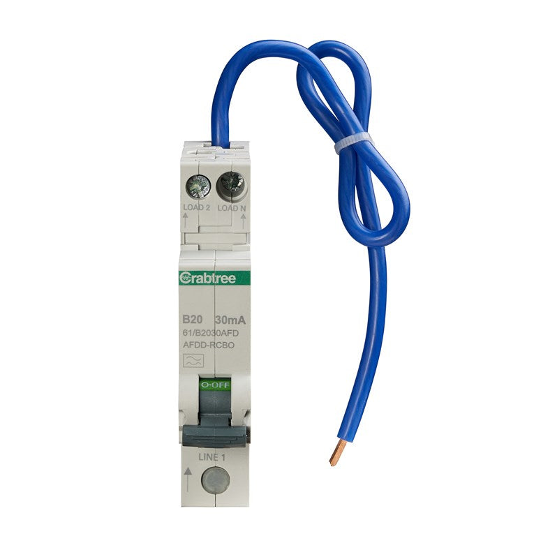 Crabtree 61/B2030AFD 20A 30mA SPswN B Curve 6kA Type A Miniature AFDD ...