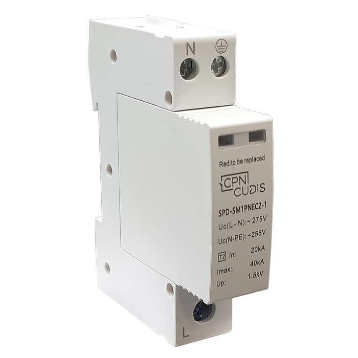 Cudis SPD-SM1PNEC2-1 1 Module, 2 Pole Type 2 for single phase, TN-C-S, TN-S & TT Earthing