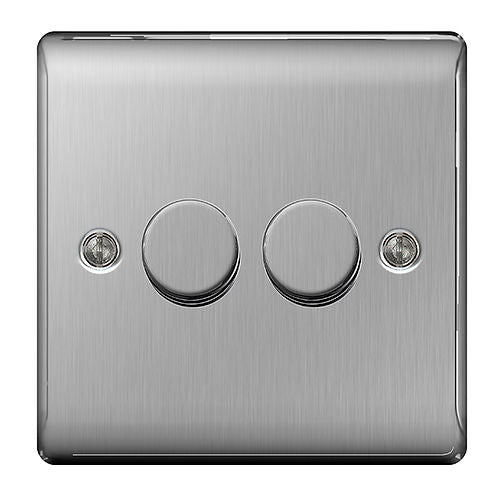 BG NBS82 2G 2W Push Type Dimmer Switch Nexus Metal
