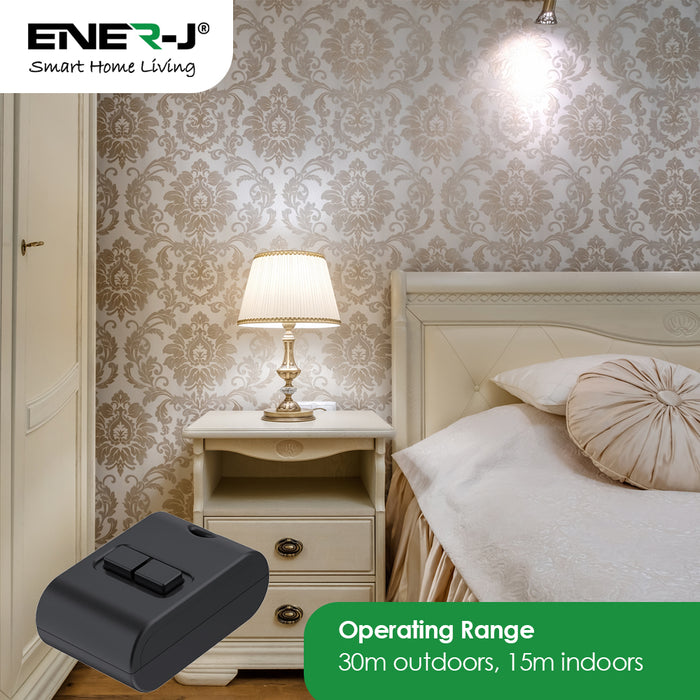 Ener-J WS1058 Mini FOB Wireless Switch 2 Gang Black