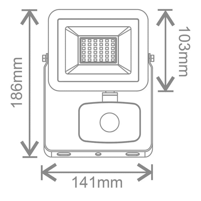 Kosnic RHI20-W30/S  /Rhine LED Flood Light 20W 3000K Black, PIR ON/OFF