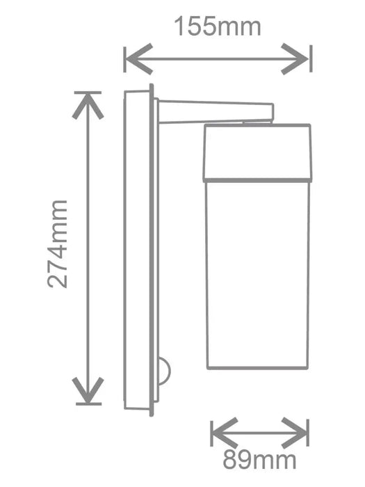 Kosnic ALP-BLK Alpine Cylindrical Wall Lantern E27