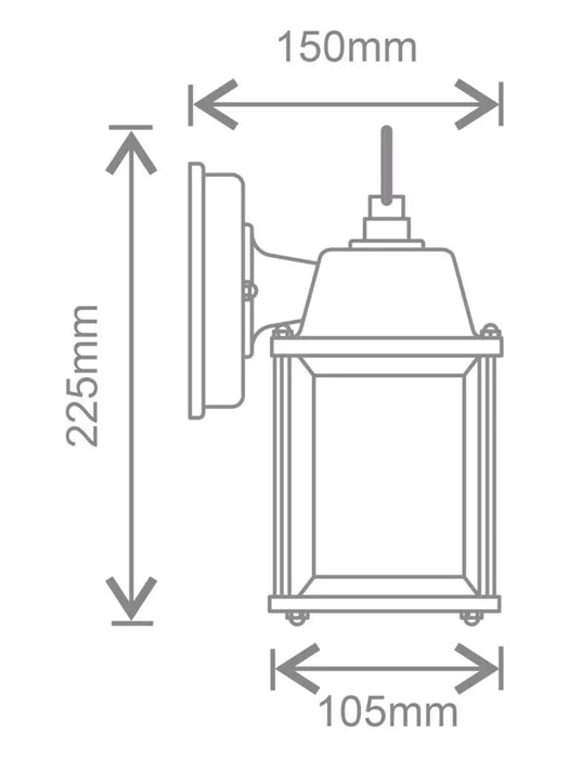 Kosnic DELR-BLK Delta Rectangle Wall Lantern with E27 Lamp Holder