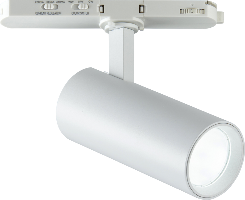 Knightsbridge ATCW15W Atlas Pro 230V 3-Circuit Track Dimmable Spotlight in Matt White - 10/12/15W and CCT Adjustable