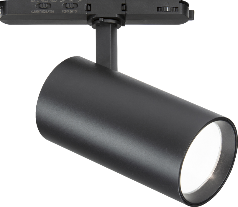Knightsbridge ATCW30BK Atlas Pro 230V 3-Circuit Track Dimmable Spotlight in Matt Black - 26/28/30W and CCT Adjustable