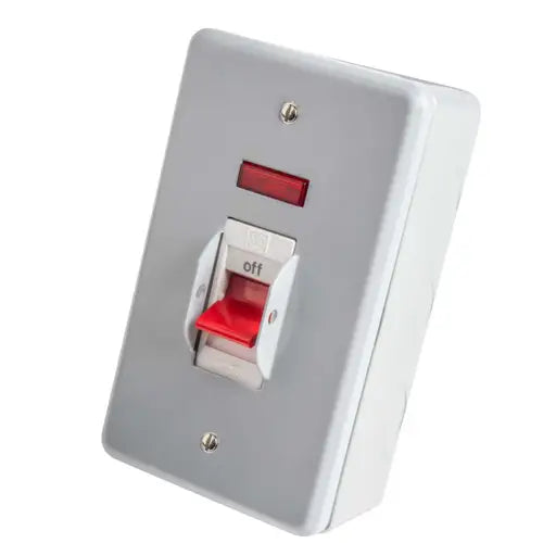 MK Metalclad K5116ALM 32A Triple Pole and Neutral Vertical Switch with Neon Metal Clad