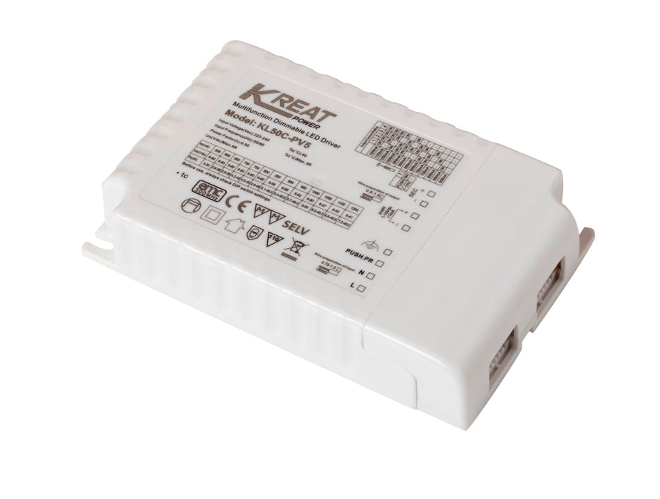 Robus KL50C-PV5 50W 1-10V Dim And Push Dim Driver 500-1200mA