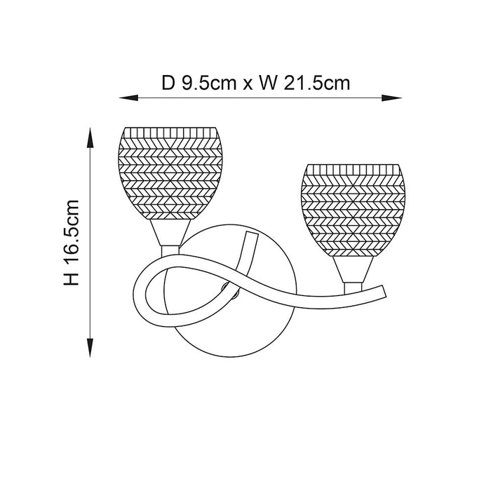 Endon Lighting BOYER-2WBCH-L Boyer 2lt wall Light