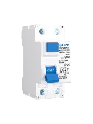 Live RDA280-030 2 Pole 80A 30mA RCD Type A high immunity