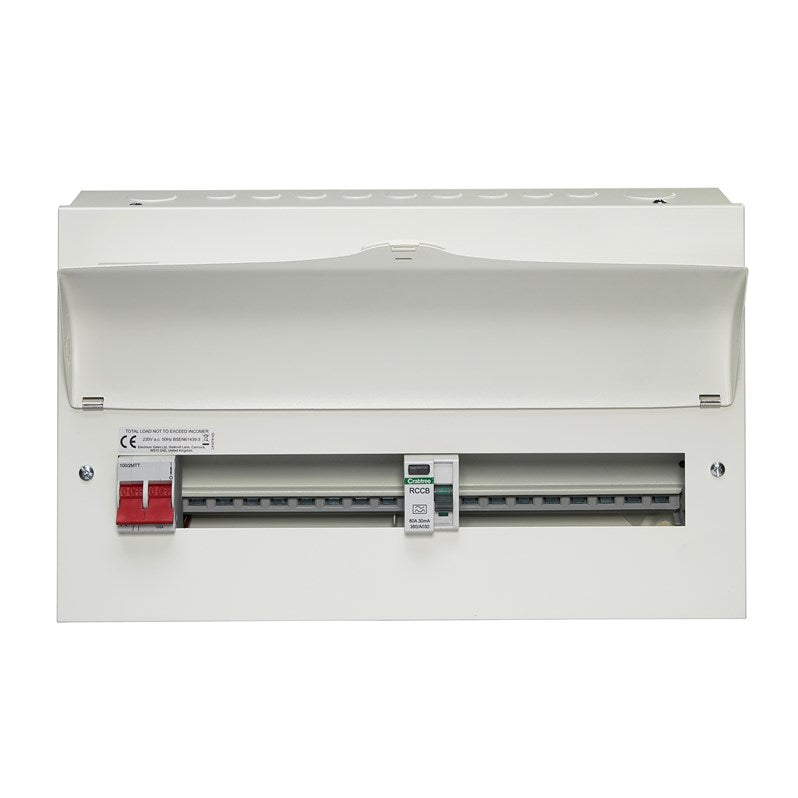 Split Load Ccu Crabtree 516/2883B 16 Way Split Load Consumer Unit 100A Main Switch +8 ...