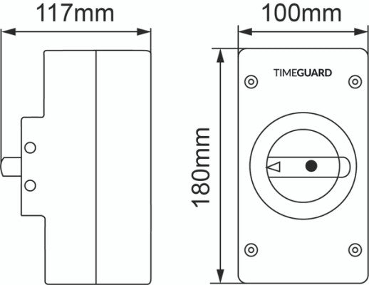 Timeguard IS4N-32DC IP65 DC Rotary Isolator Switch - 4 Pole 32A