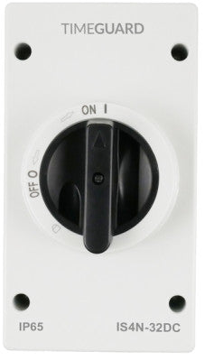 Timeguard IS4N-32DC IP65 DC Rotary Isolator Switch - 4 Pole 32A