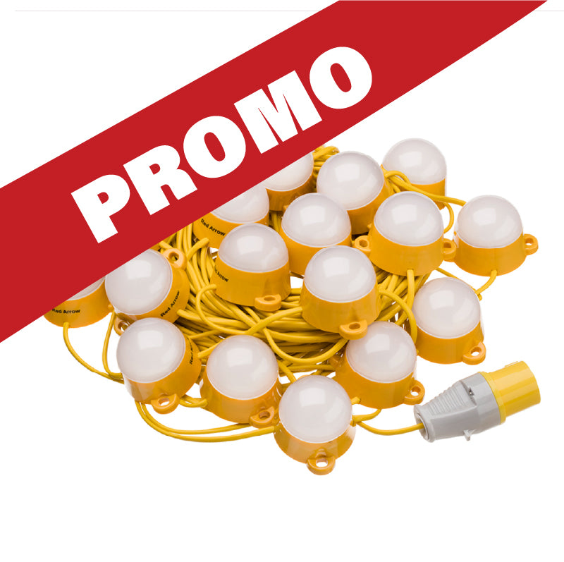 Red Arrow 50m Connectable LED Festoon Light Kit – 20 Way IP65 Site Lighting (FKF50100W)