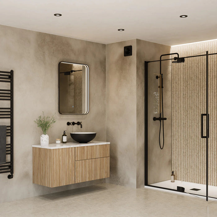 Sensio SE170023T0 Aspect Floating Edge Rectangle Mirror with Colour Changeable LEDs and Touch Sensor - 600x800mm - Matt Black