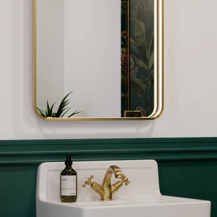 Sensio SE170026T0 Aspect Floating Edge Rectangle Mirror with Colour Changeable LEDs and Touch Sensor - 600x800mm - Brass