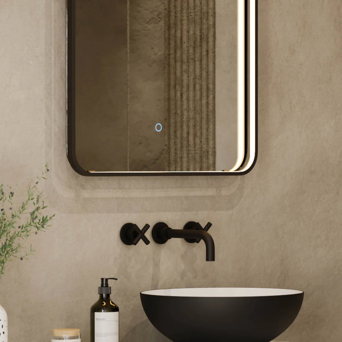 Sensio SE170023T0 Aspect Floating Edge Rectangle Mirror with Colour Changeable LEDs and Touch Sensor - 600x800mm - Matt Black