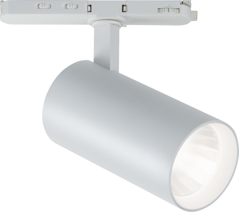 Knightsbridge ATCW30W Atlas Pro 230V 3-Circuit Track Dimmable Spotlight in Matt White - 26/28/30W and CCT Adjustable