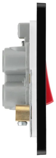 BG Evolve PCDSB74B 45A Square Plate Double Pole Cooker Switch with LED Indicator - Satin Brass