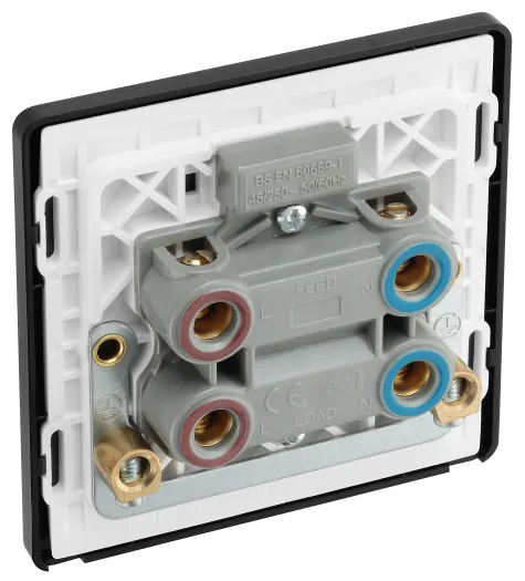 BG Evolve PCDSB74B 45A Square Plate Double Pole Cooker Switch with LED Indicator - Satin Brass
