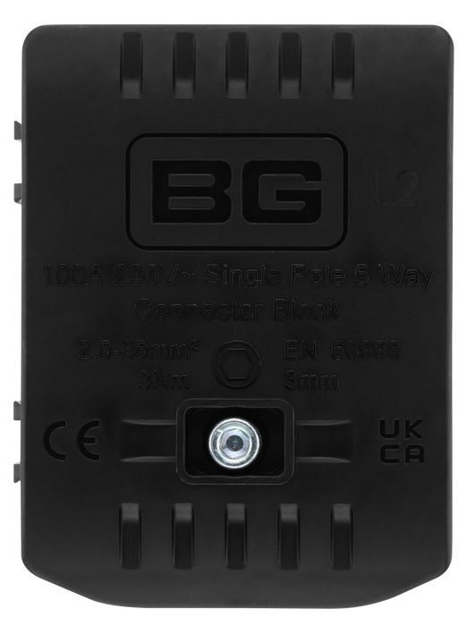 BG CB100L2 100A 5 Way Connector Block - L2 - Black