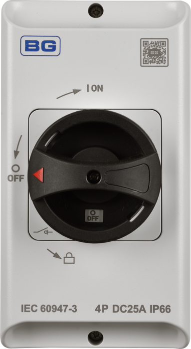 BG CPDC425 DIRECT CURRENT ISOLATOR IP66 PLASTIC WHITE 25A 4 POLE