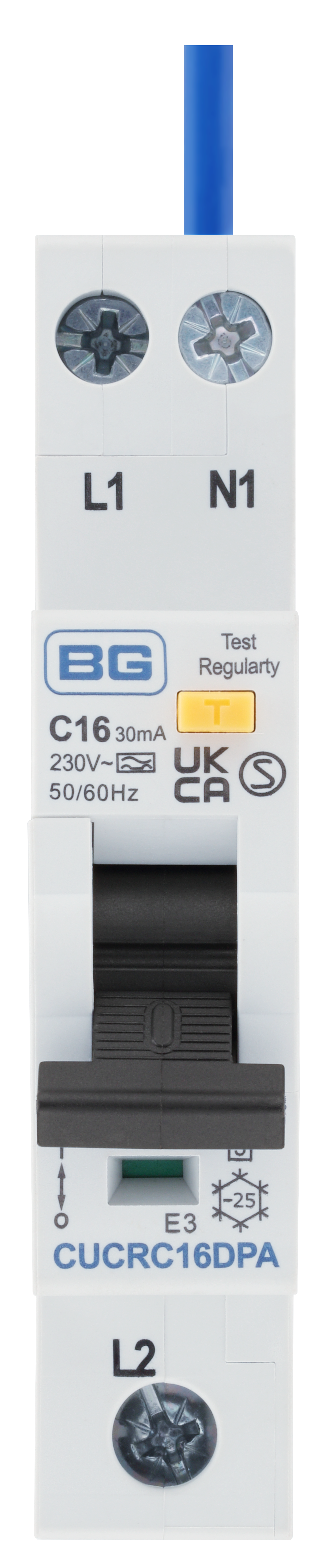 BG CUCRC16DPA Bidirectional 16A C Curve RCBO Type A 2P 1 Module ...