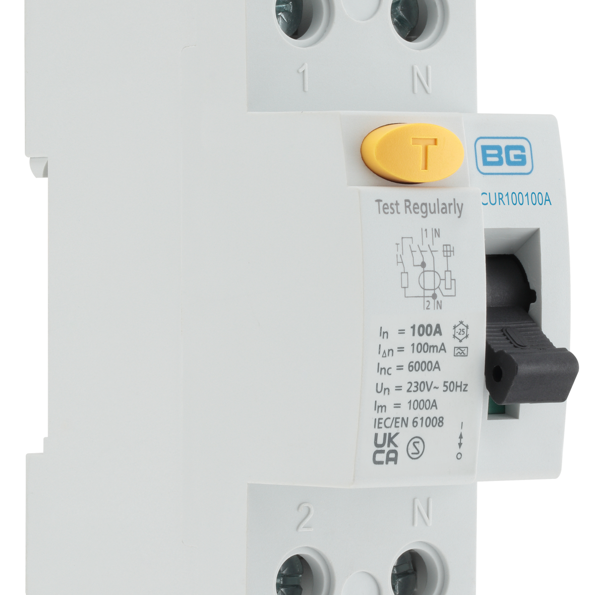 BG CUR100100A Type A, Bidirectional RCD, Double Pole, 100A, 100mA, 2 m ...