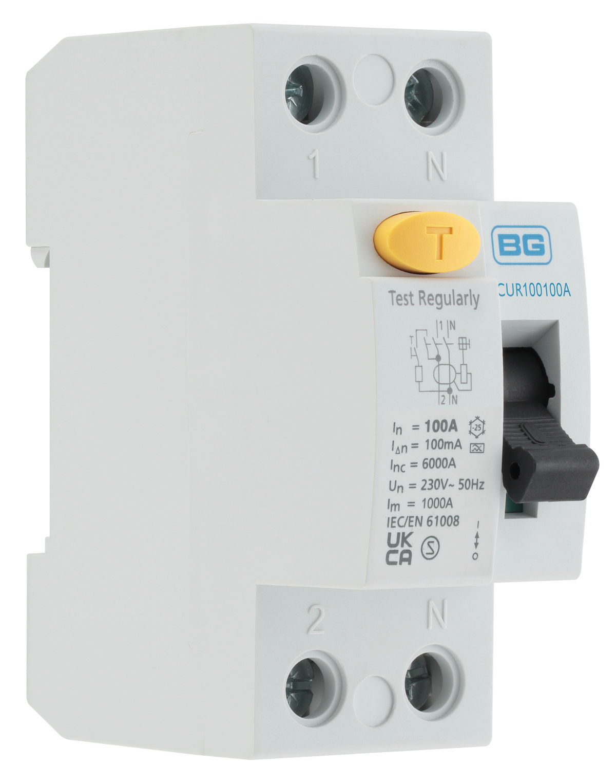 BG CUR100100A Type A, Bidirectional RCD, Double Pole, 100A, 100mA, 2 m ...