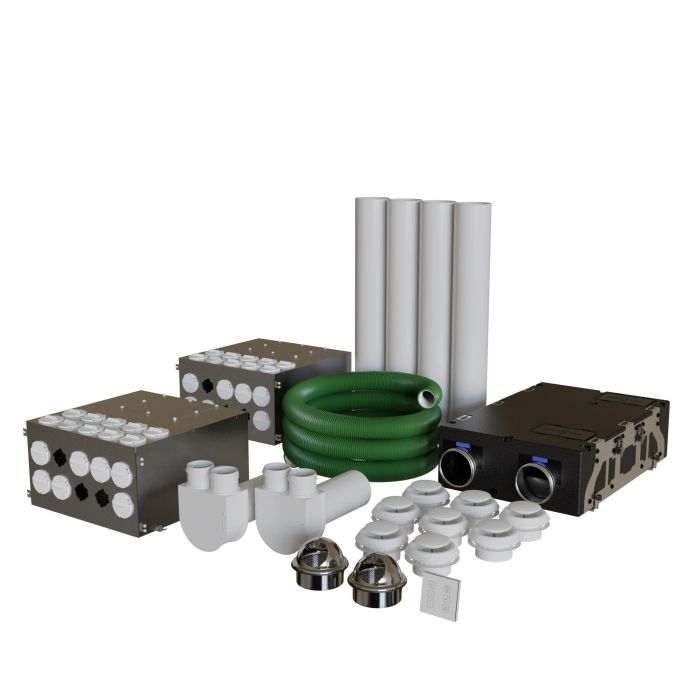 Blauberg RENEO-D-180-AK3 Medium Heat Recovery Ventilation Kit Whole House DIY System Self Build 3 Bed Apartment