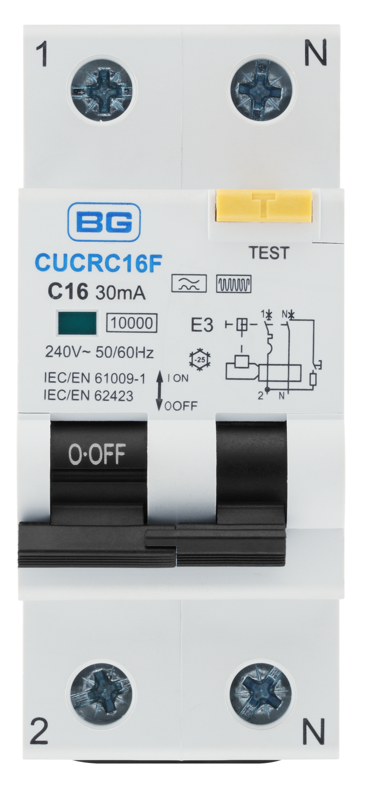 BG CUCRC16F Bidirectional 16A C Curve RCBO Type F 2P — Electricals Online