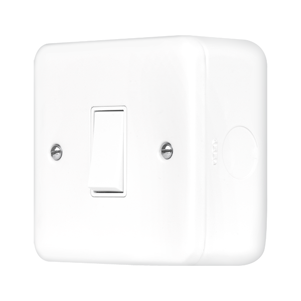 Click Scolmore MCP010PW Metal Clad 10AX 1 Gang 1 Way Plate Switch
