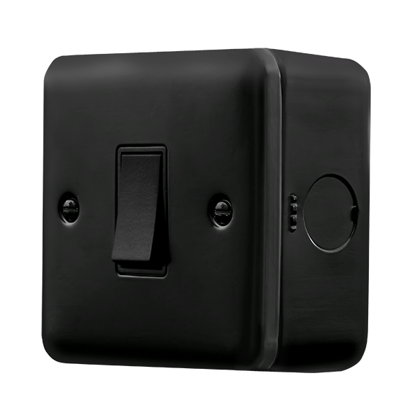 Click Scolmore MCP011BK Metal Clad 10AX 1 Gang 2 Way Plate Switch Black