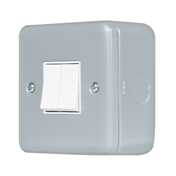 Click Scolmore MCP012 Metal Clad 10AX 2 Gang 2 Way Plate Switch