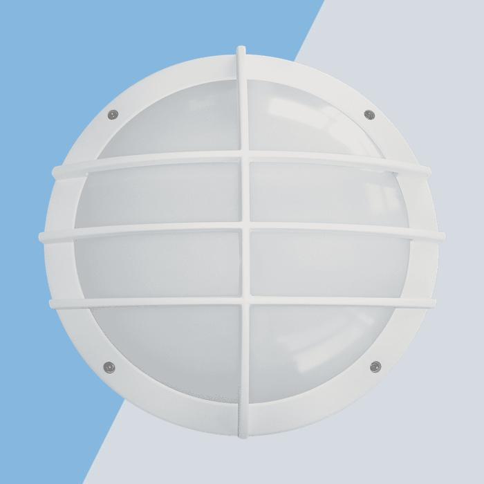 Eterna ALEM3WHGRI Aluminium emergency LED wall light with grill diffuser