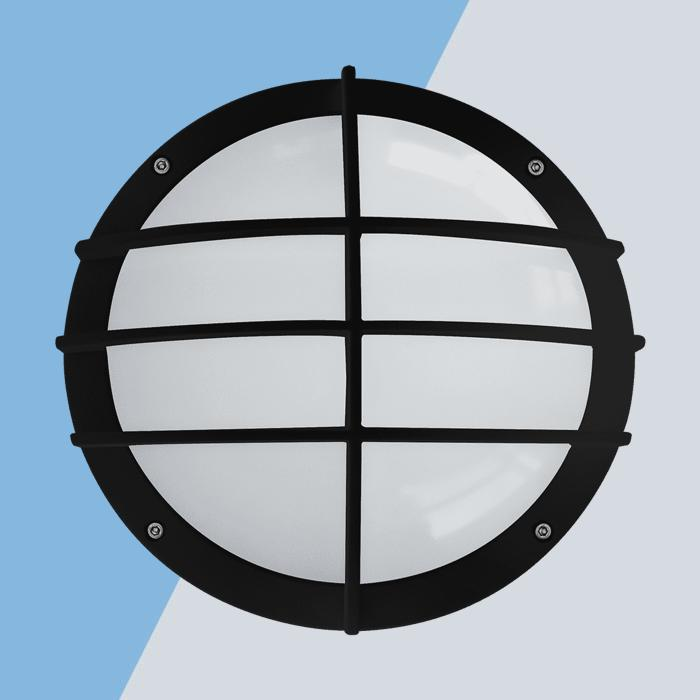 Eterna ALMFBKGRI Aluminium LED wall light with grill diffuser + Multi-function MW sensor