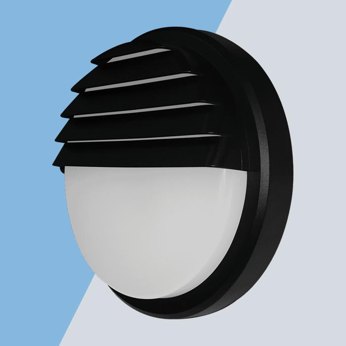 Eterna KCAS14BKLV Cassi Range - IP54 14W circular LED ceiling/wall light with louvered trim