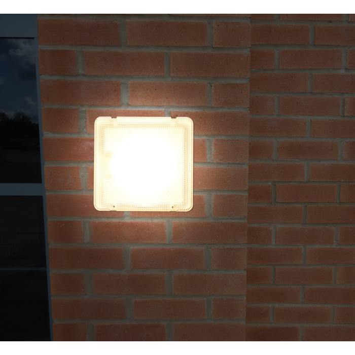 Eterna SQPRISMW Multi-function microwave sensor Fresh Prince square LED utility fitting with prismatic diffuser