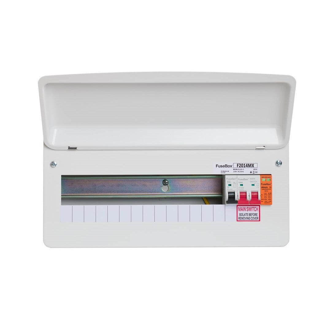 FuseBox F2014MX 14 Way Main Switch Consumer Unit w/SPD & Tail Clamp ...