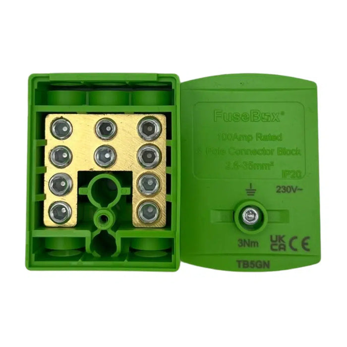 Fusebox TB5GN IP20 Green 100A Terminal Block