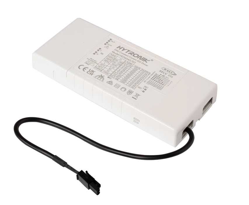 Robus HED6045/D2 Dali switch dim, 1-10V dimming control, 45W LED current selectable driver w/ 30cm cable +DC connector