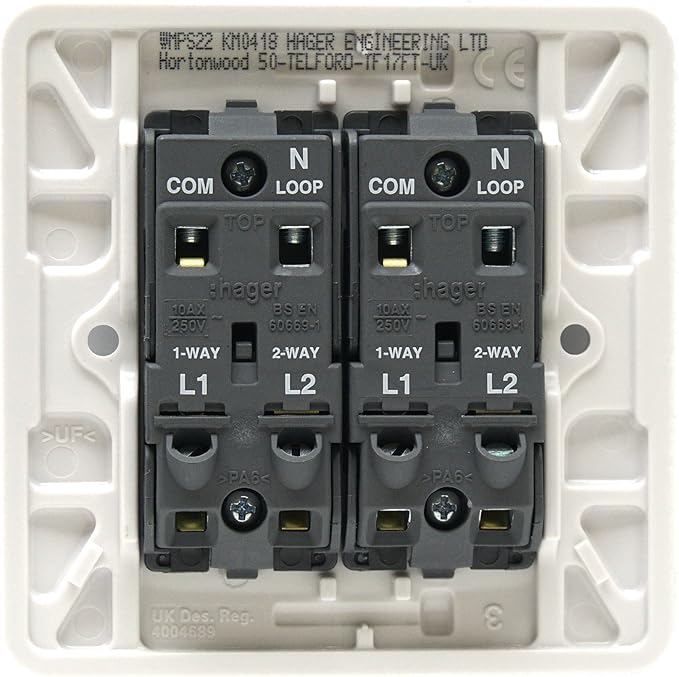 Hager Sollysta WMPS22 2G 2W Wall Switch