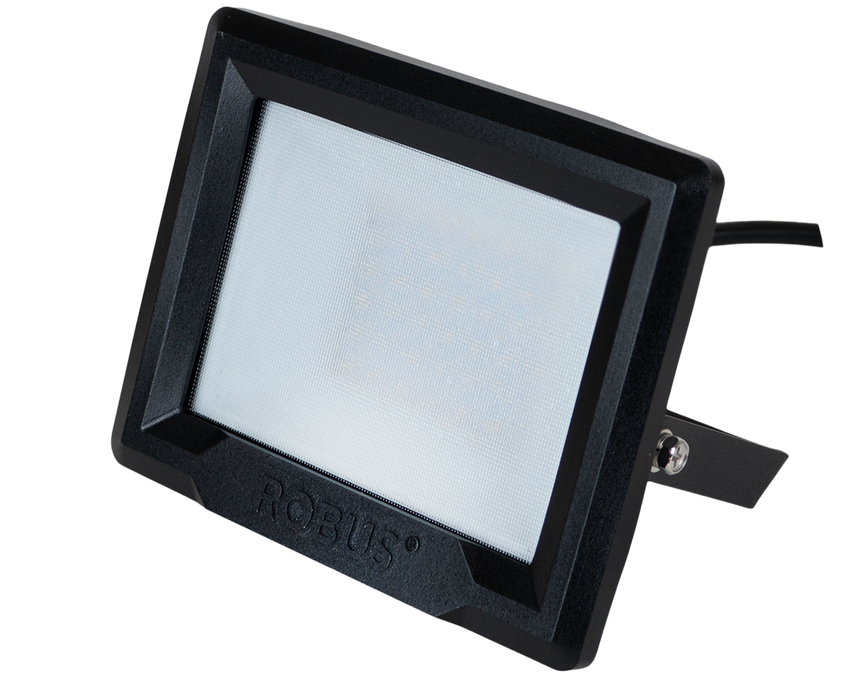 Robus RHL10040-04 HiLume 100W LED flood light, IP65, Black, 4000K, c/w 1m flex
